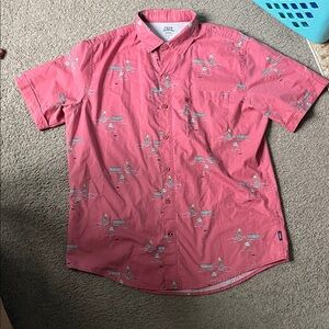Izod Men's Pink Patterned Casual Button Down Shirt